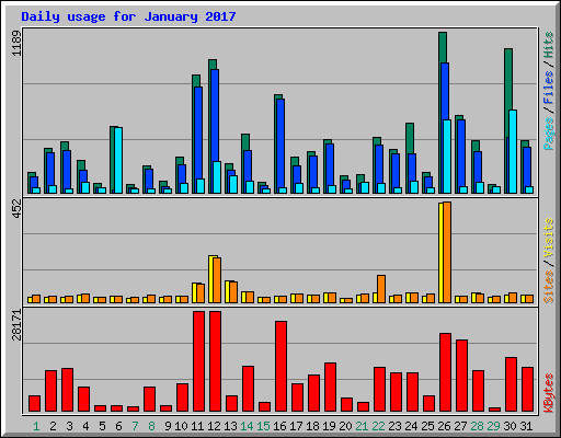Daily usage for January 2017