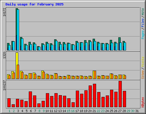 Daily usage for February 2025