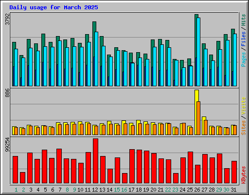 Daily usage for March 2025