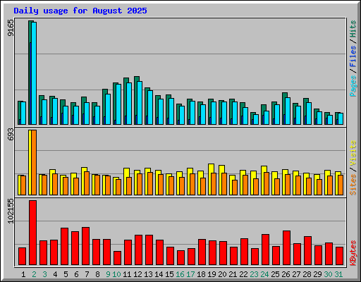 Daily usage for August 2025
