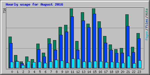 Hourly usage for August 2016