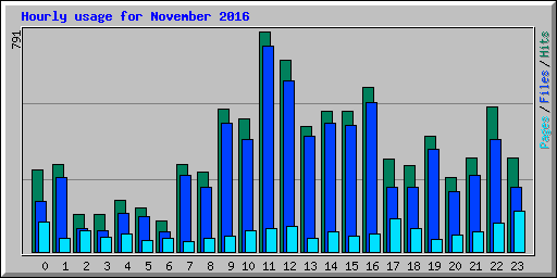 Hourly usage for November 2016