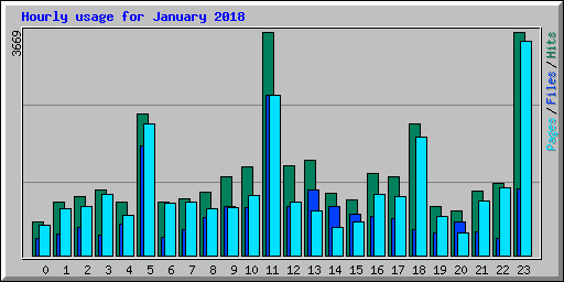 Hourly usage for January 2018